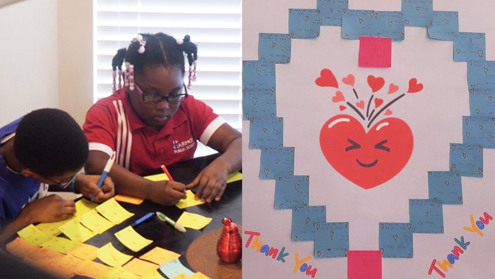 These siblings are writing thank you notes to every nurse in Texas