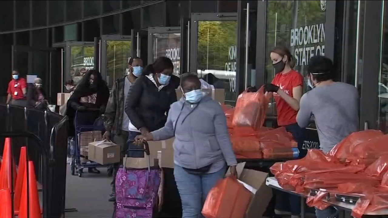 Food distribution at Barclays Center