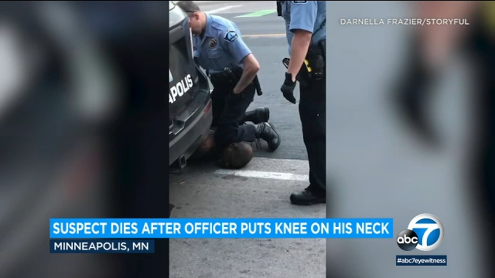 Video shows officer kneeling on neck of black man who died