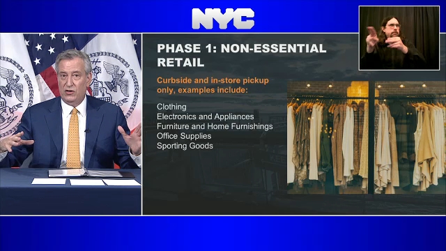 Mayor de Blasio lays out Phase 1 reopening plan
