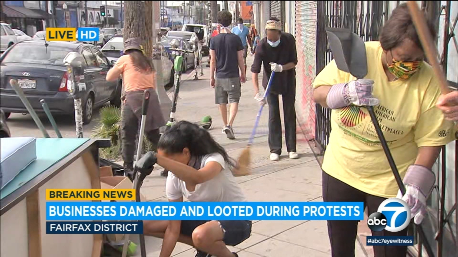 Los Angeles protests and looting Fairfax District community helps