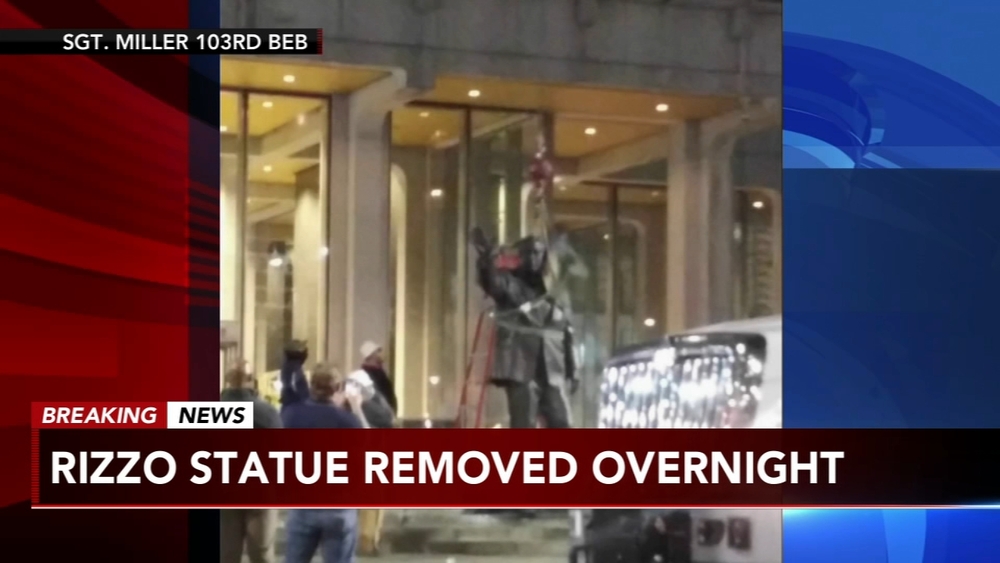 Crews remove Frank Rizzo statue from Center City