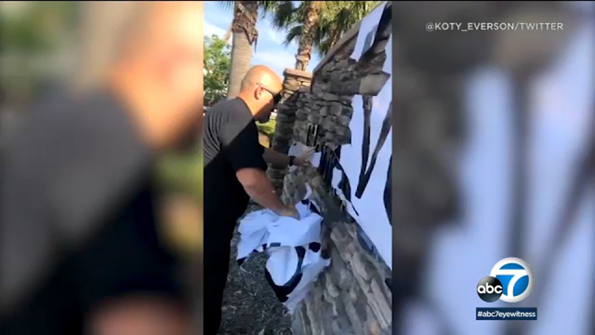 VIDEO: Highland protesters' Black Lives Matter banner vandalized