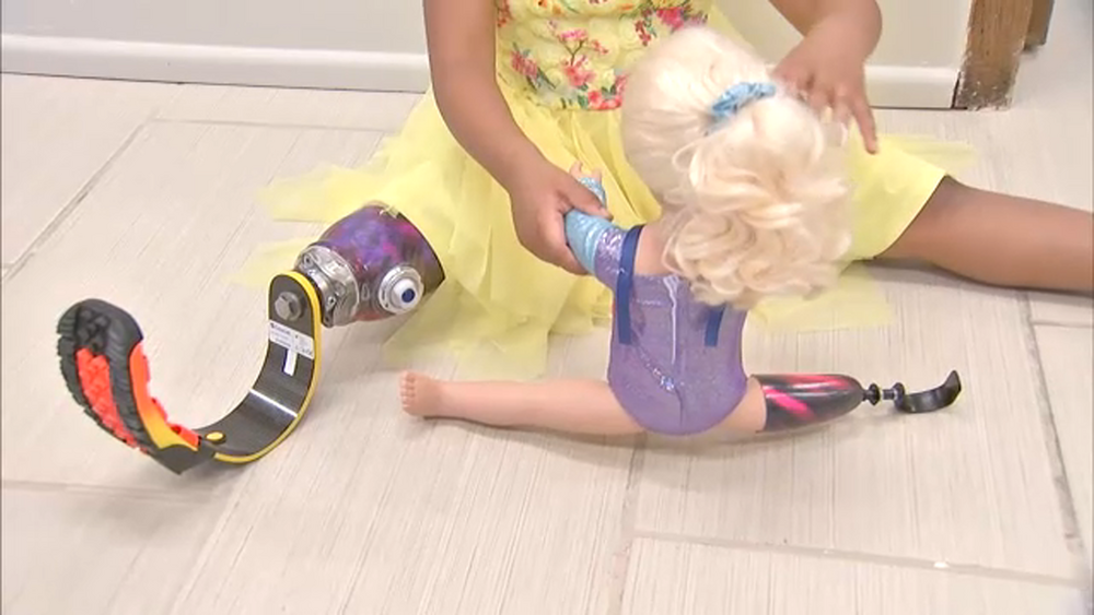 4-year-old girl receives life changing 'blade' prosthetic leg, matching doll ahead of birthday