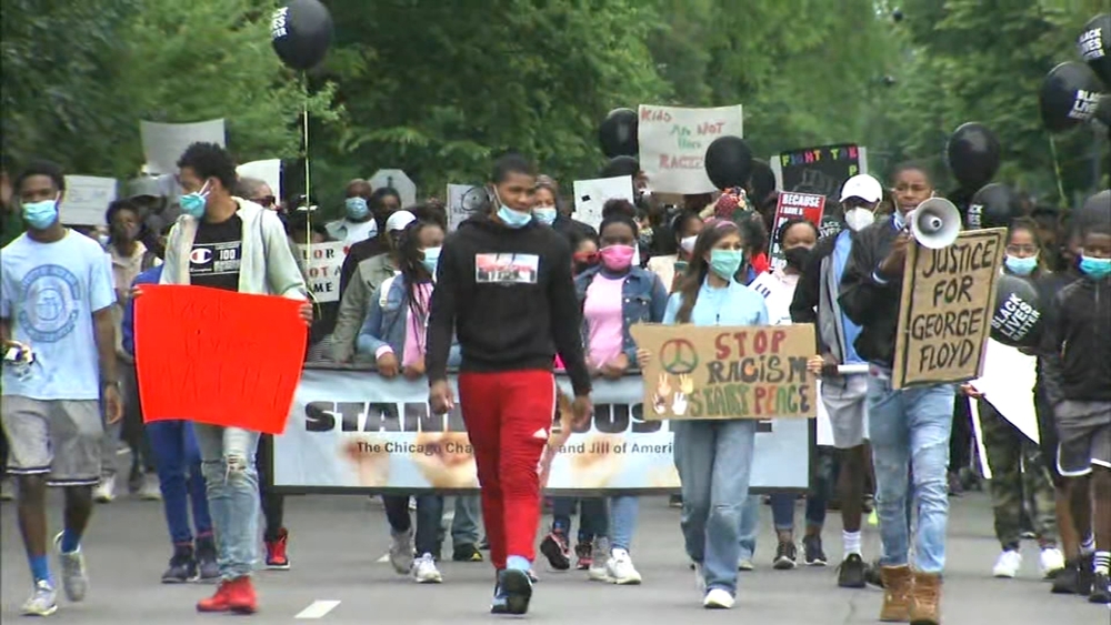 Families march in children's protest against racism on Chicago's South Side