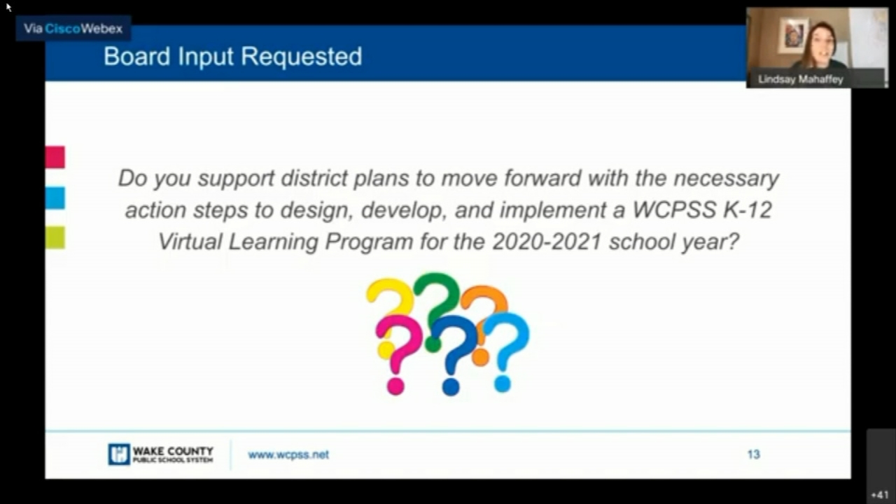Wake County school board supports virtual learning as option for parents who don't feel comfortable sending kids back