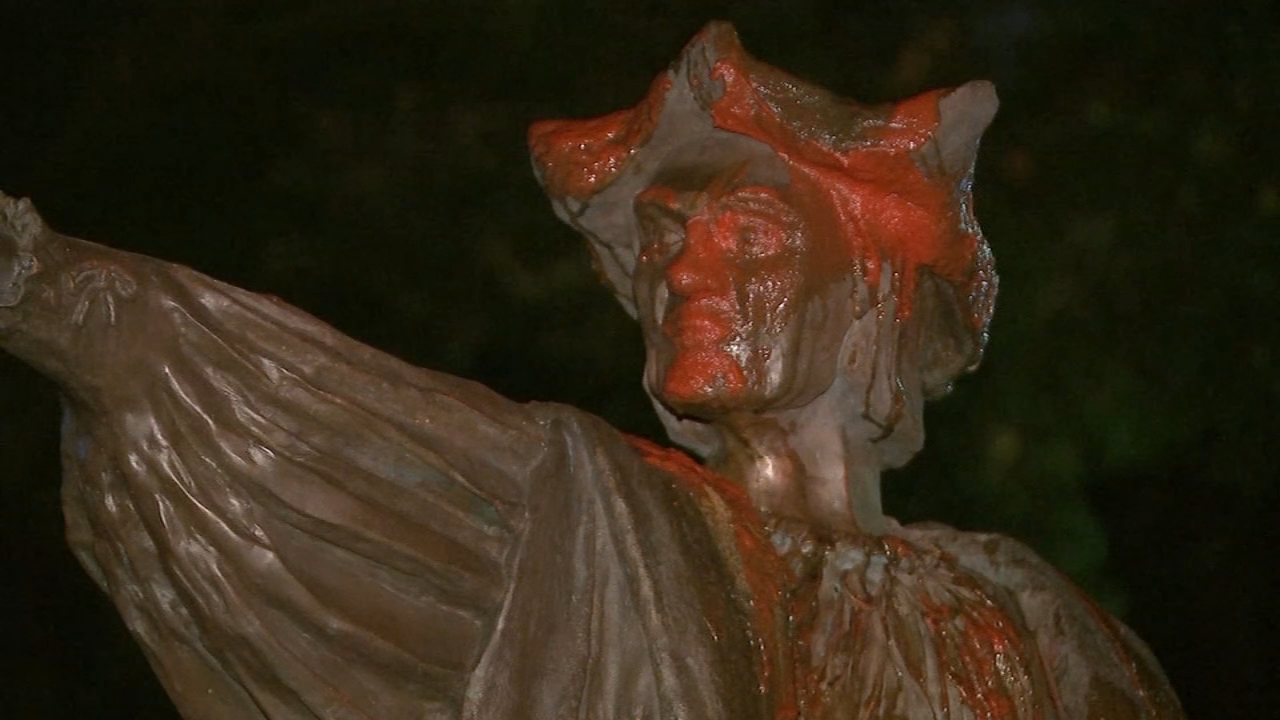Christopher Columbus statue in Houston vandalized 3 times in 1 week