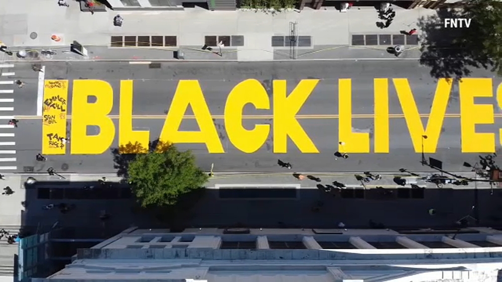 Black Lives Matter mural painted on Brooklyn street