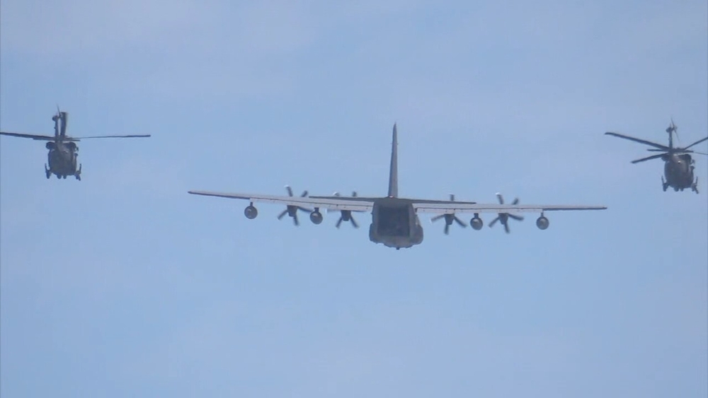Military flyover NYC skyline on 4th of July