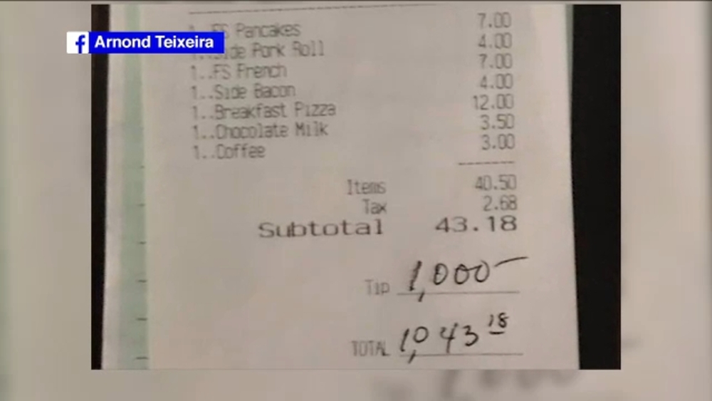 Big tip left at Ocean Grove restaurant