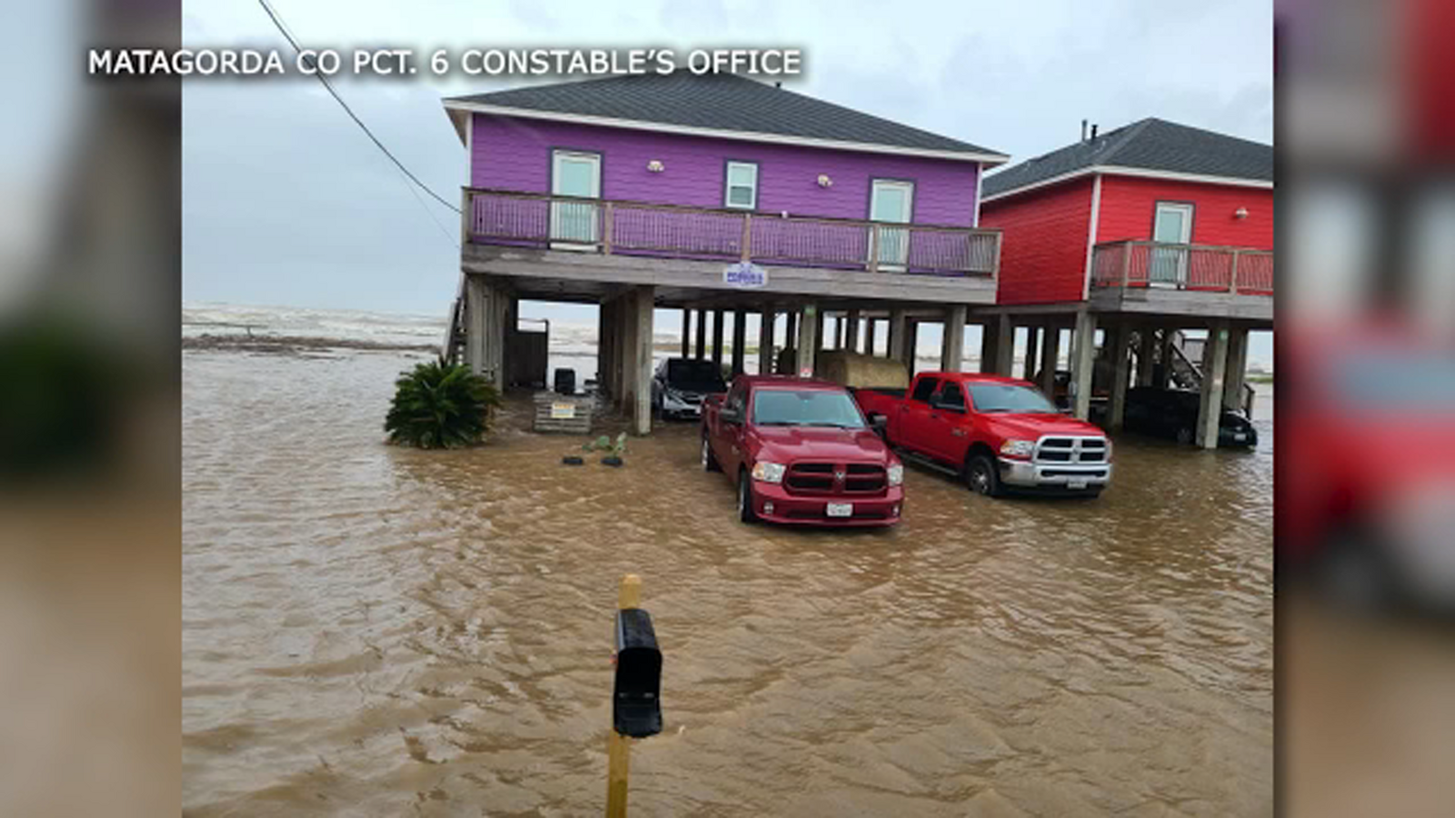 Matagorda County road crews clear debris for emergency traffic after impact from Hurricane Hanna