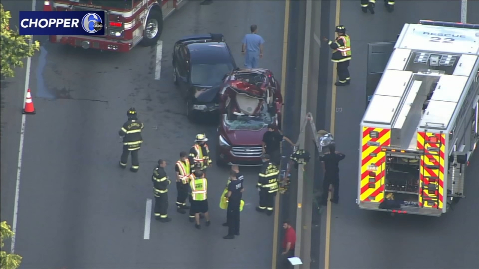 Philadelphia Traffic Tire falls off vehicle after crash, strikes into