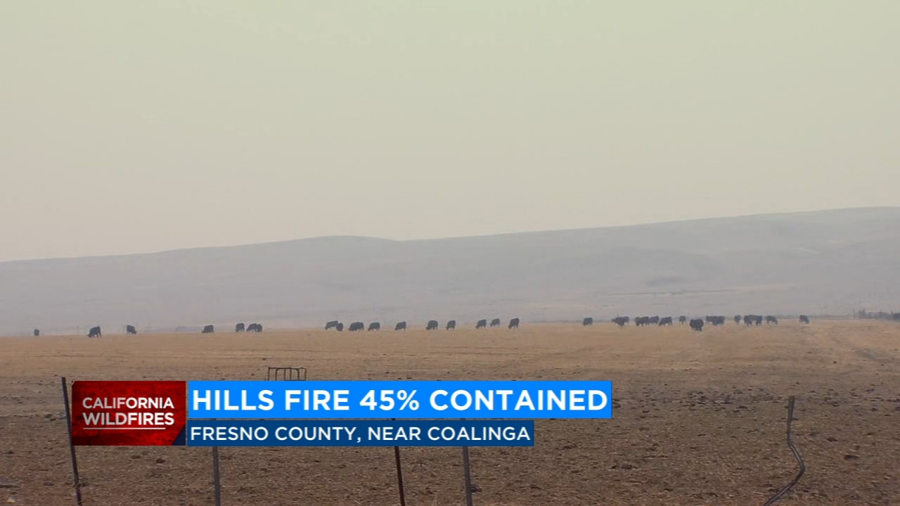 Hills Fire burns 1,900 acres, 45% contained, CAL FIRE says