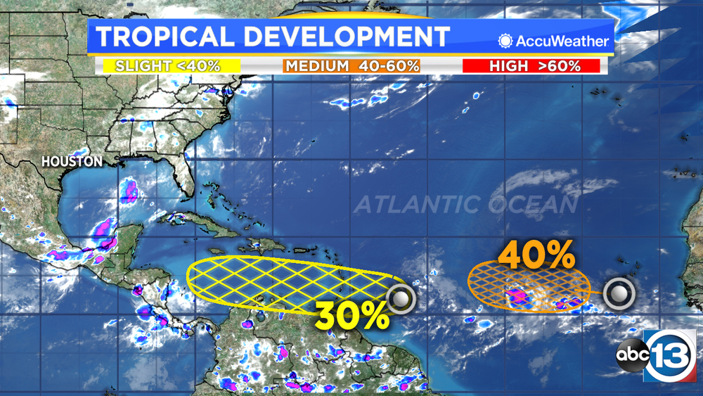 Tracking 2 areas of tropical development in the Atlantic