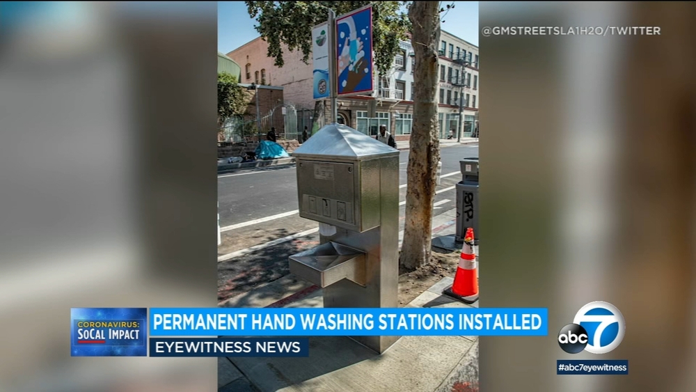 LA installs hand-washing stations for homeless in Skid Row, North Hollywood