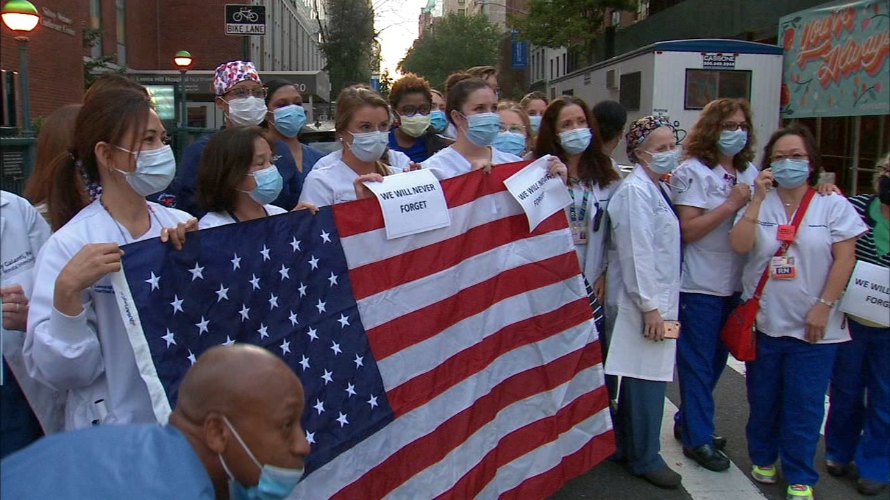 Staff at NYC hospital stage 'clap out' for heroes of September 11th