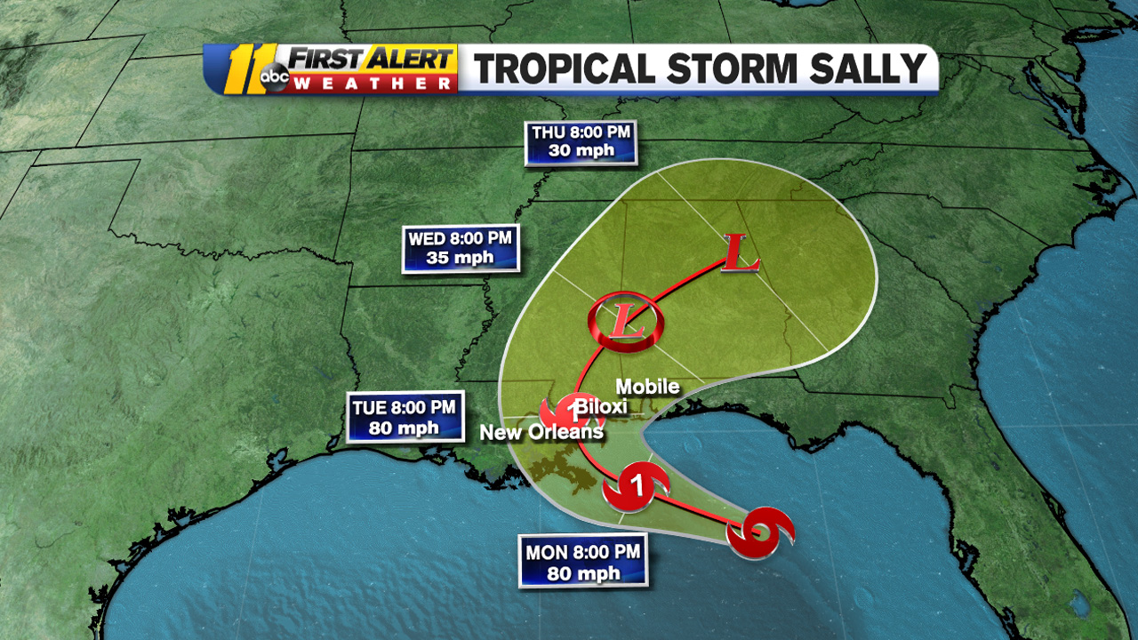 Tropical Storm Sally expected to make landfall as Cat. 1 hurricane