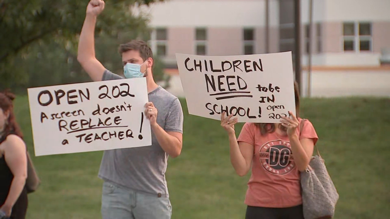 Plainfield, Barrington students, parents rally to demand restart of in-person classes