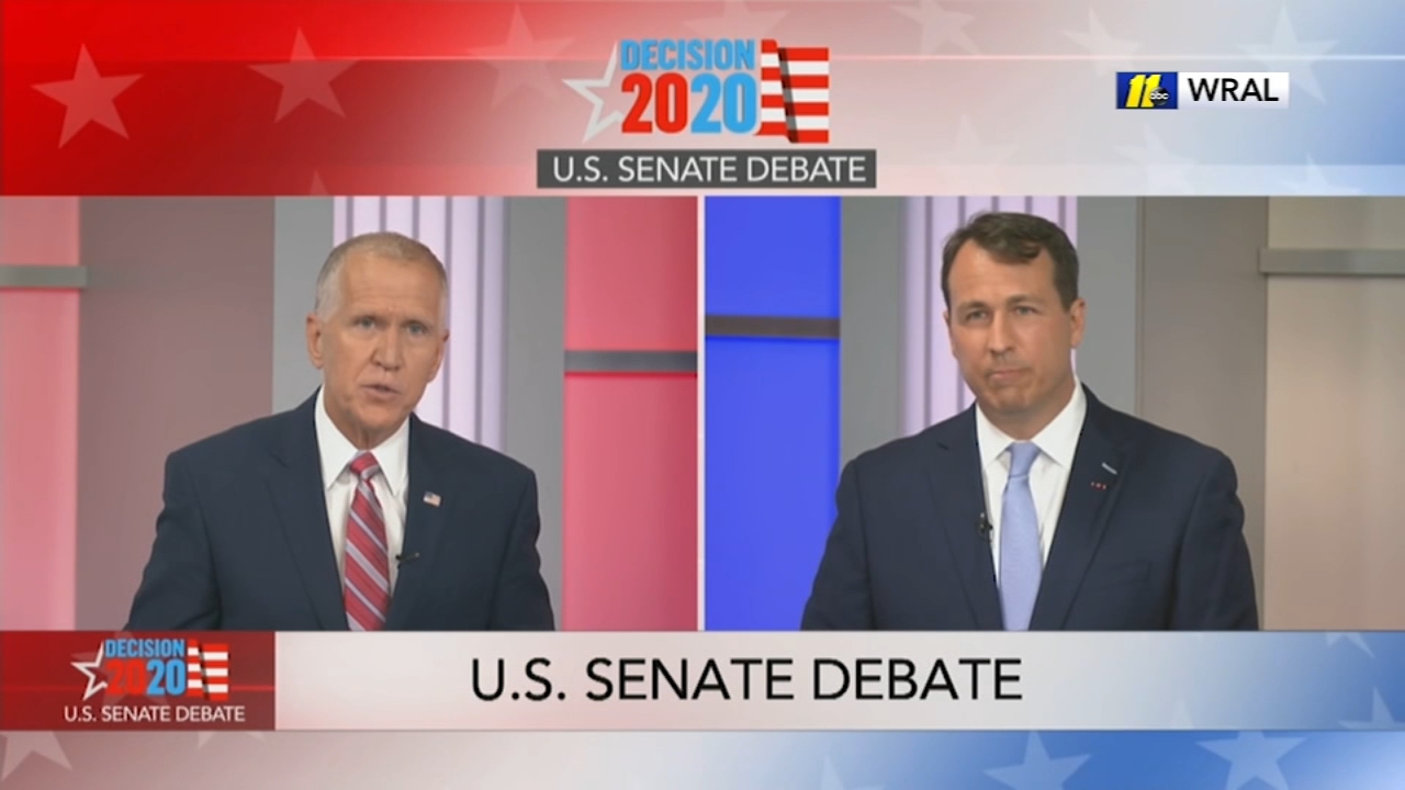 Senator Tillis, Cal Cunningham trade jabs in 1st debate