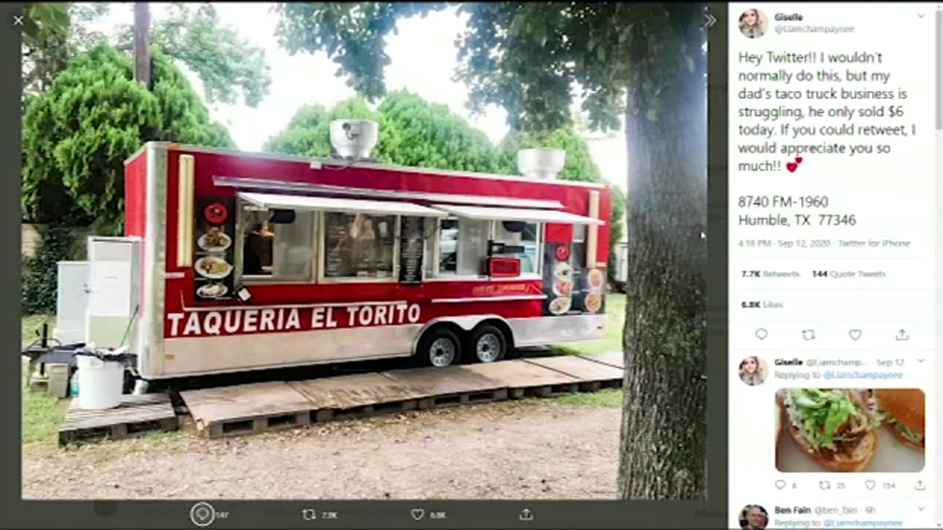 Humble 21yearold's plea to help dad's Taqueria El Torito taco truck