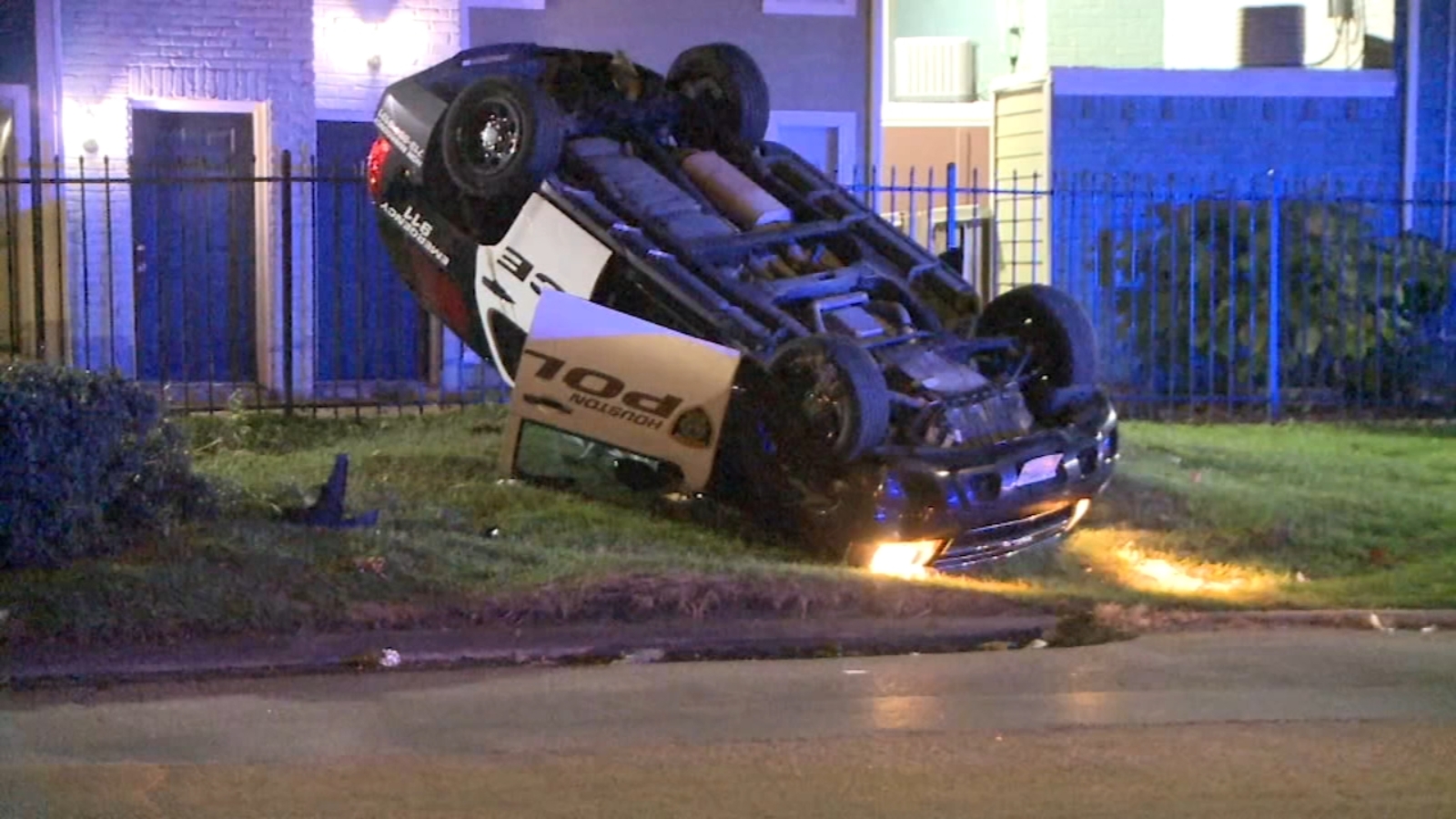 Police SUV flips over in pursuit with suspicious vehicle in SW Houston