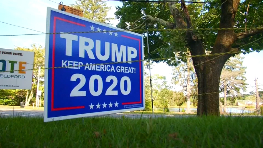 Man places electric fence around 'Trump 2020' yard sign