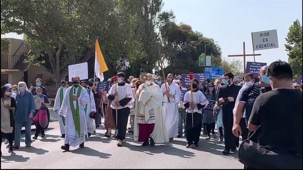 SF Archbishop leads protest march to allow indoor services