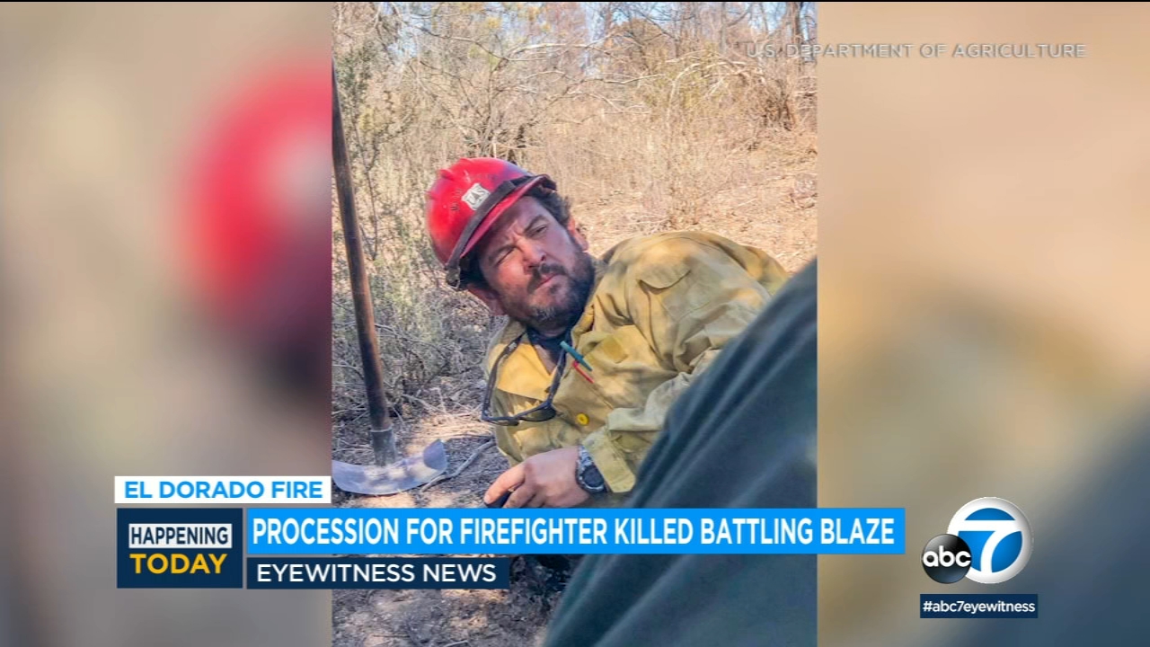 Procession Held For Firefighter Charles Morton Who Was Killed Battling El Dorado Fire Abc7 Los Angeles
