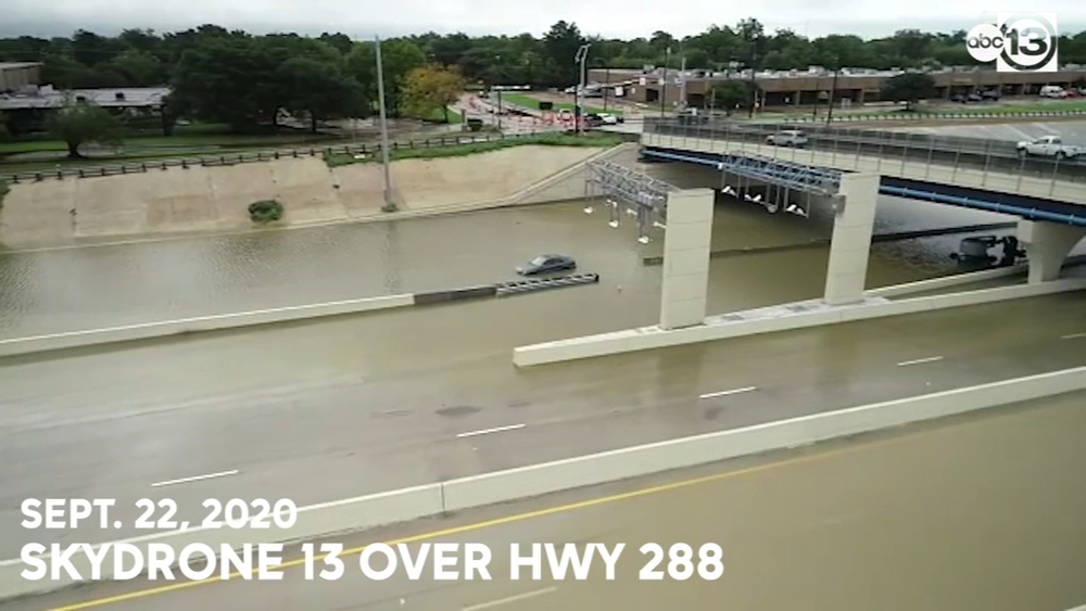 SkyDrone 13 video shows flooding on Highway 288