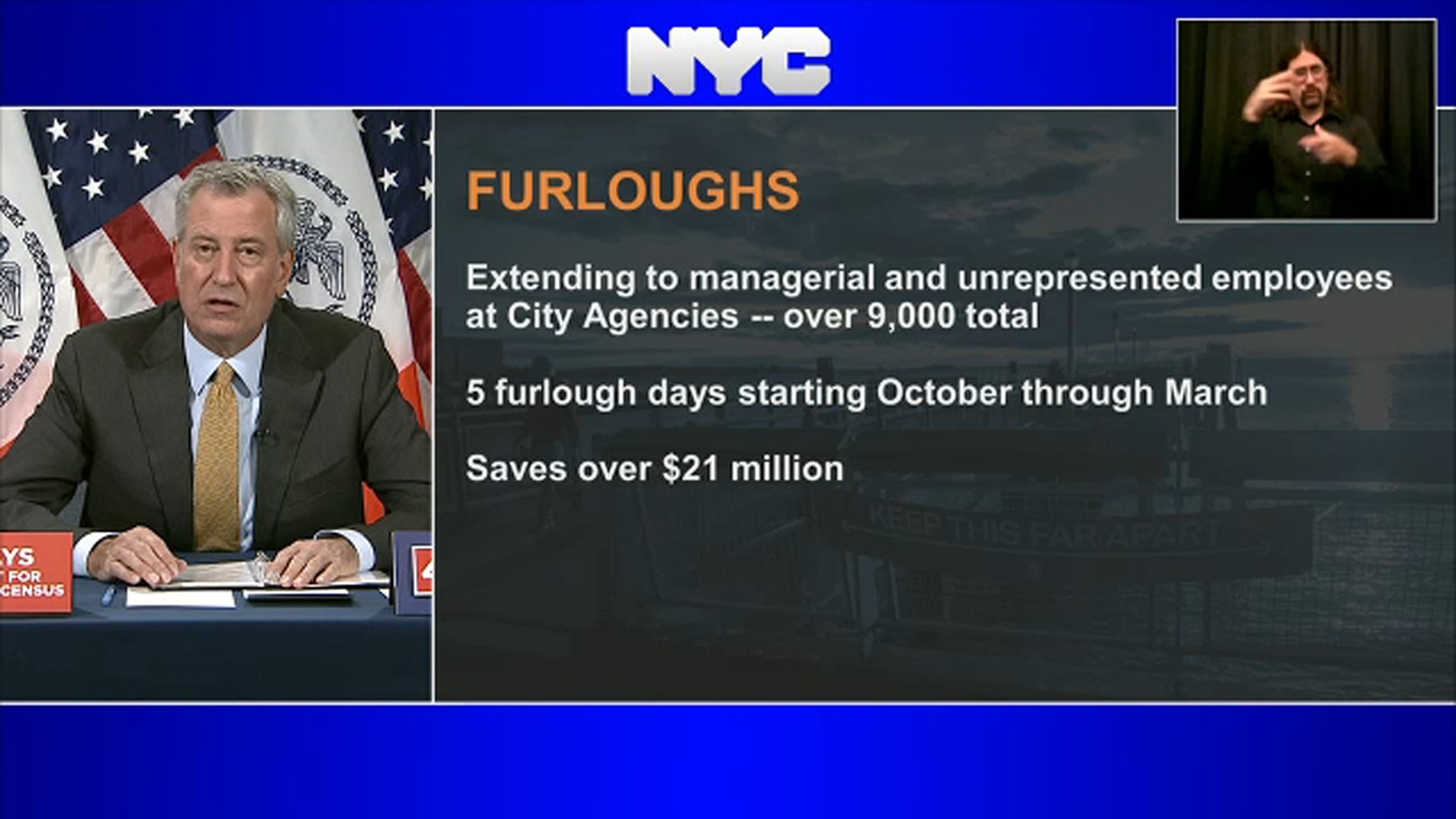 Reopen New York City: Mayor Bill de Blasio to furlough 9,000+ city ...