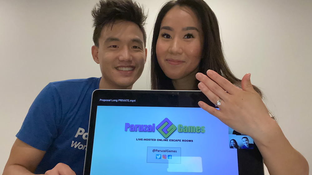 Surprise proposal in a virtual escape room