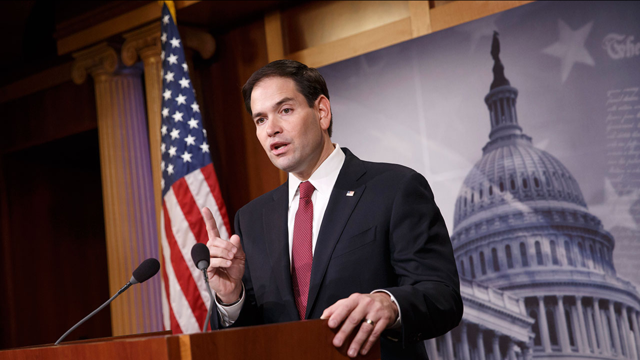 Sen. Marco Rubio, R-Fla. speaks on Capitol Hill in Washington.