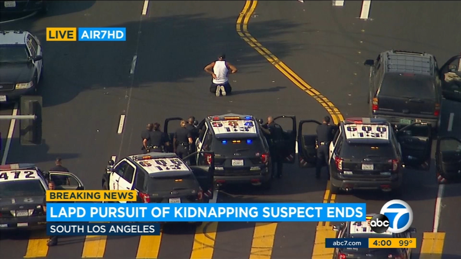 Kidnapping suspect in custody after slow-speed chase on shredded tires ...
