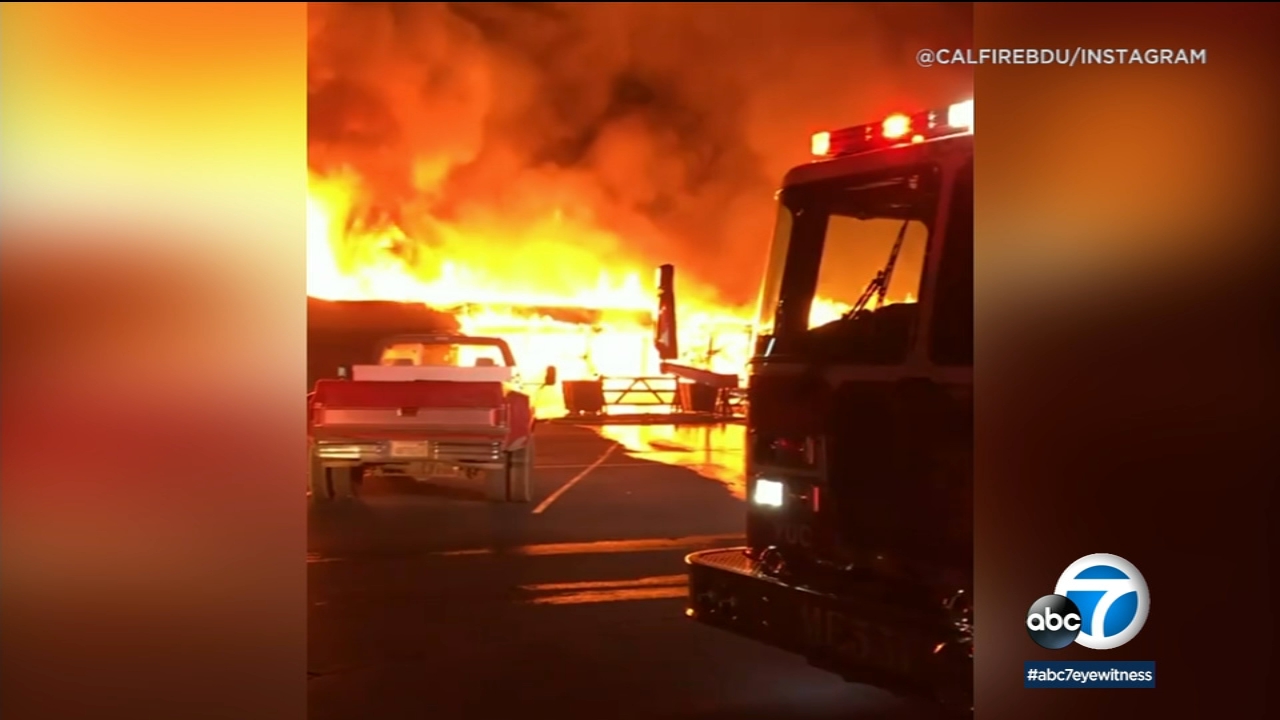 Crews battle structure fire at Los Rios Rancho in Oak Glen