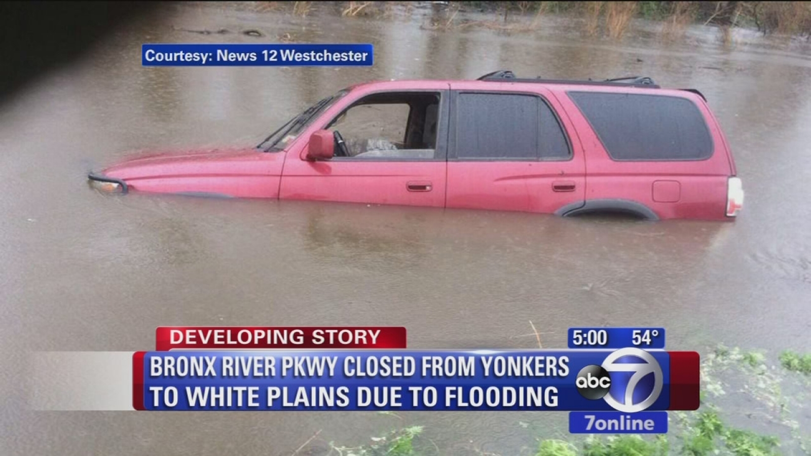 Bronx River Parkway closed from Yonkers to White Plains due to flooding