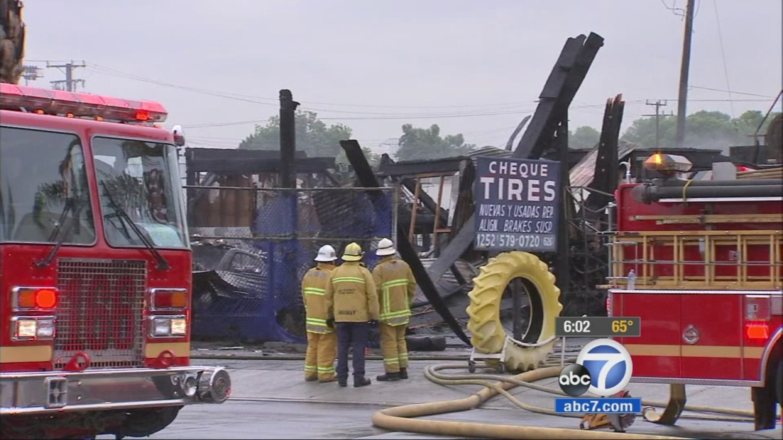 3 burned bodies found in South El Monte tire shop fire ABC7 Los Angeles