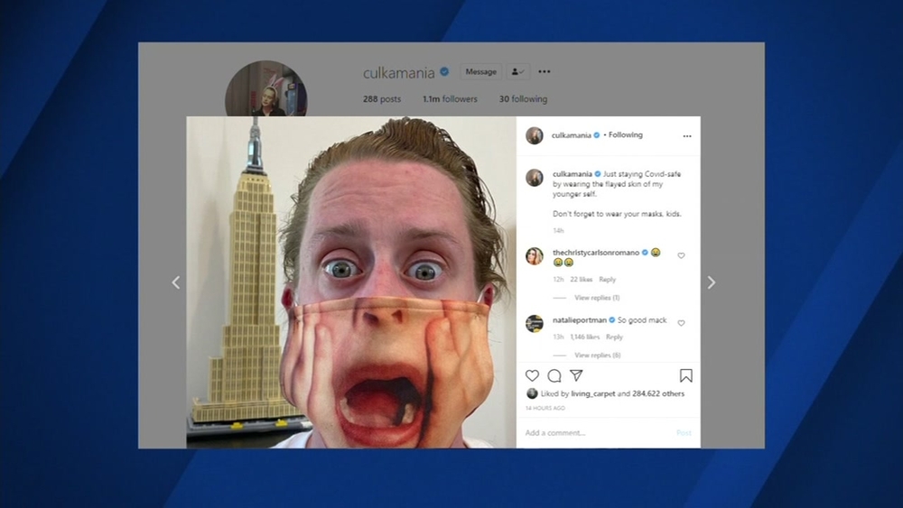 Macaulay Culkin issues face-covering PSA in 'Home Alone' mask