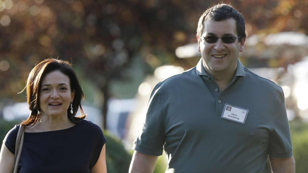 Sheryl Sandberg, COO of Facebook, and her husband David Goldberg in Sun Valley, Idaho, Wednesday, July 10, 2013.