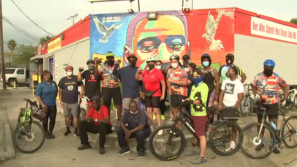 Bike riders pedal for George Floyd's birthday