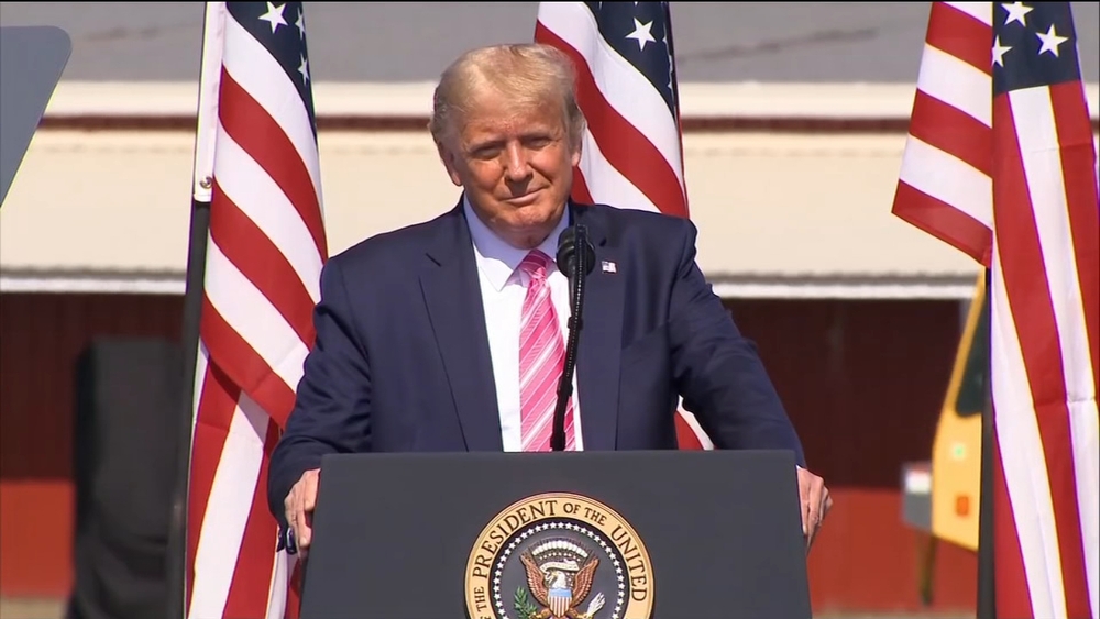 President Donald Trump delivers remarks at Robeson County Fairgrounds on Saturday