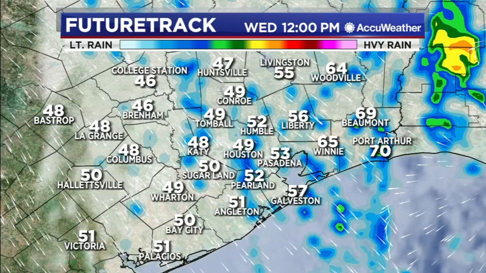 Houston weather Temps dive into the 40s as rain increases Wednesday