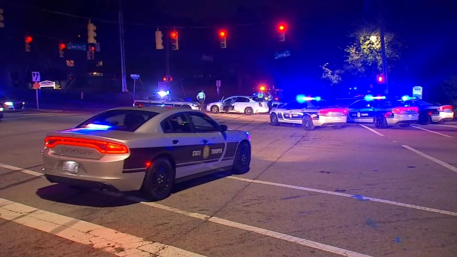 Highway Patrol cars damaged in Raleigh crash at intersection of Gorman