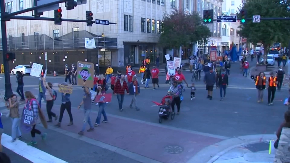 Hundreds march in downtown Durham calling for every vote to be counted