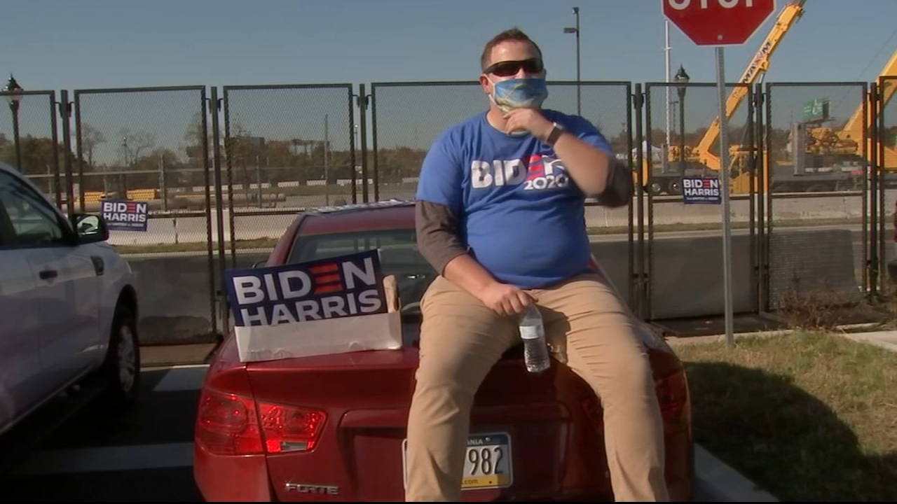 Biden supporters wait for updates outside Chase Center