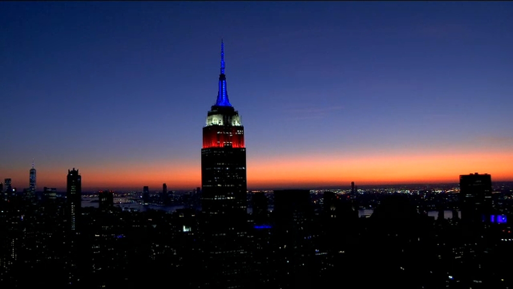 Empire State Building shines in red, white and blue in honor of Joe Biden victory
