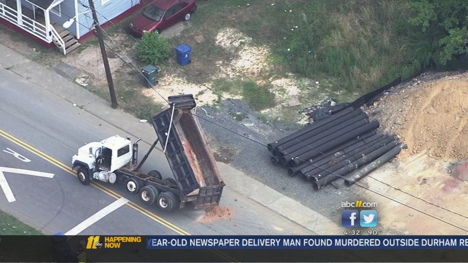 Dump truck snags power line in Durham ABC11 RaleighDurham