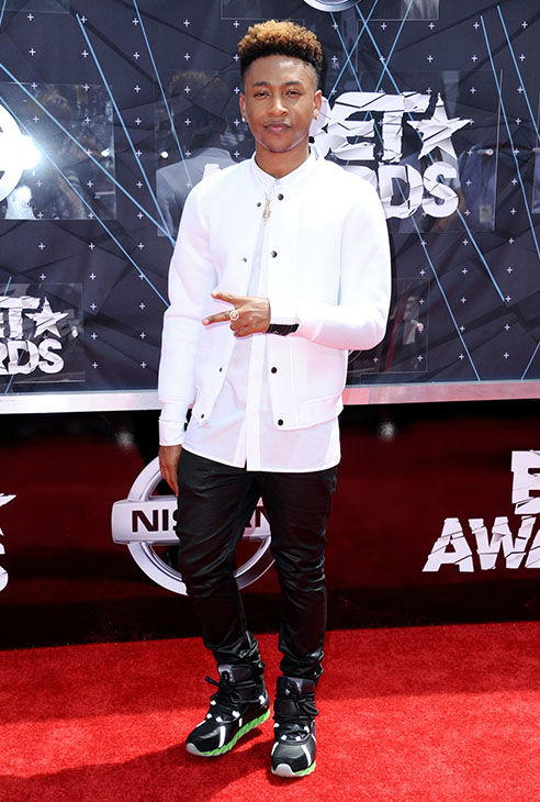 Jacob Latimore arrives at the BET Awards at the Microsoft Theater on Sunday, June 28, 2015, in Los Angeles.