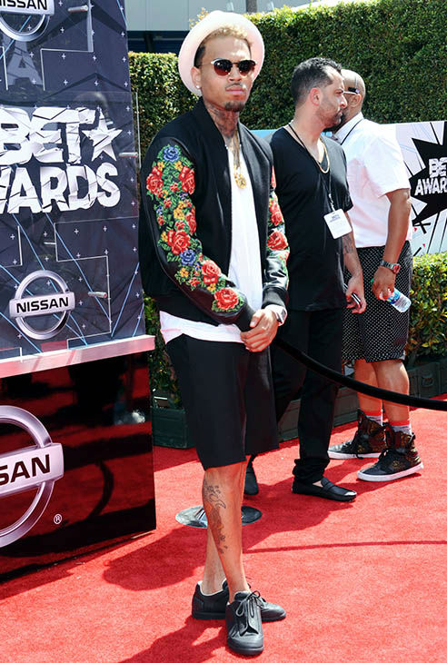 Chris Brown arrives at the BET Awards at the Microsoft Theater on Sunday, June 28, 2015, in Los Angeles.