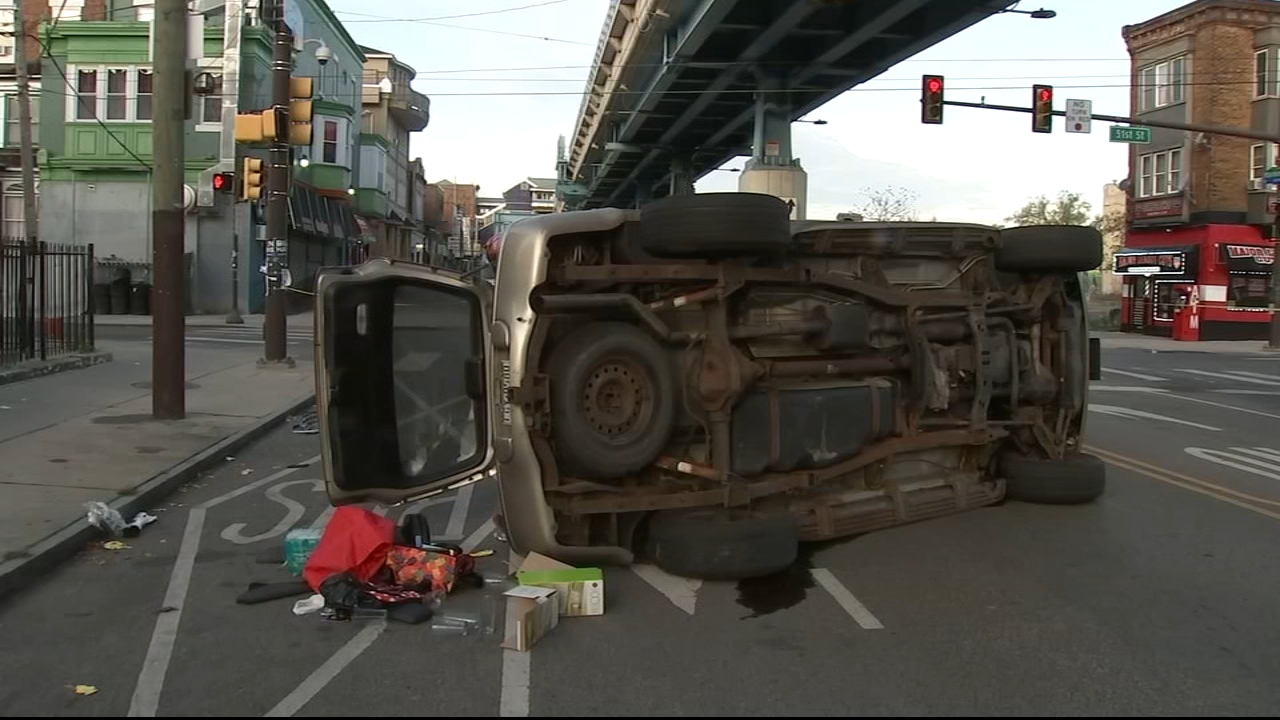 Woman, 5 children injured after crash following shooting in West Philadelphia