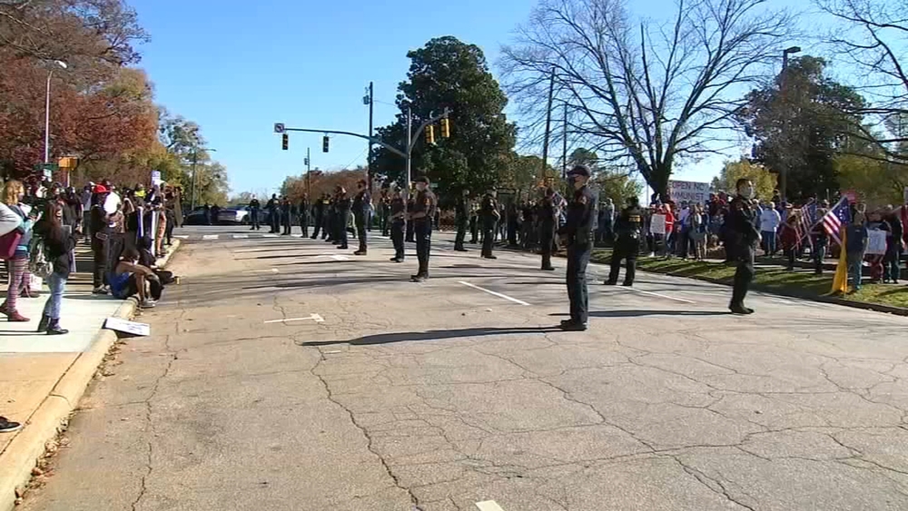 Dueling protests in Raleigh shut down streets by Executive Mansion